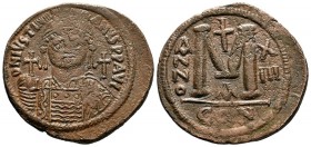 Justinian I. AE Follis, 527-565 AD.
Condition: Very Fine

Weight: 22,33 gr
Diameter: 39,00 mm