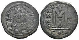 Justinian I. AE Follis, 527-565 AD.
Condition: Very Fine

Weight: 22,32 gr
Diameter: 38,10 mm