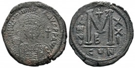 Justinian I. AE Follis, 527-565 AD.
Condition: Very Fine

Weight: 19,45 gr
Diameter: 25,90 mm
