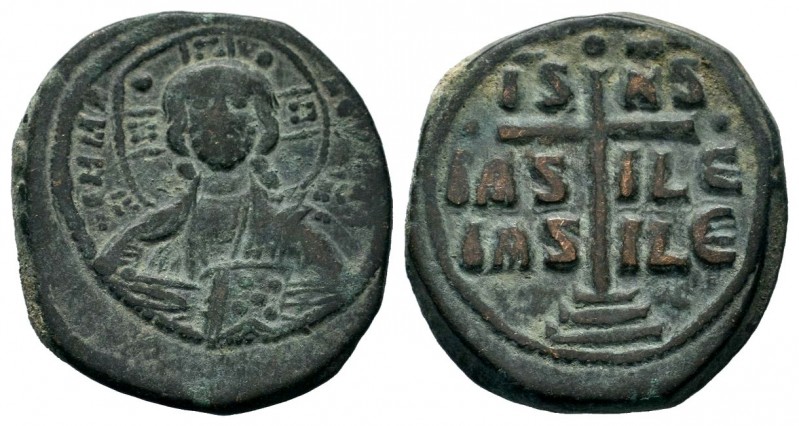 Byzantine Anonymus Follis, Ae , Bust of Christ 
Condition: Very Fine

Weight: 11...