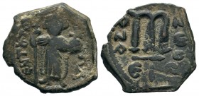 Arab-Byzantine Cut Coins Ae.
Condition: Very Fine

Weight: 4,67 gr
Diameter: 21,75 mm