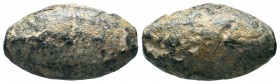 lead roman sling bullet(war weapon) ,About fine to about very fine. 

Weight: 38,86 gr
Diameter: 32,50 mm