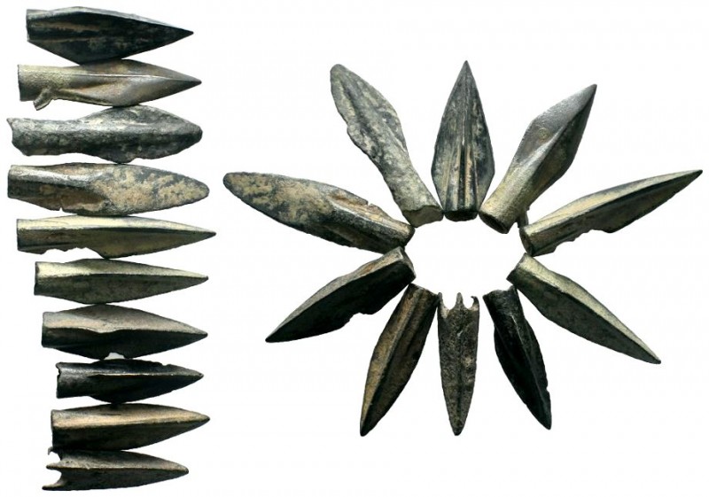 Selected 10x Arrow Heads.Iron Age, c. 1200 - 690 B.C. Biblade Bronze arrowhead, ...