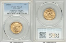 Victoria gold "St. George" Sovereign 1884-S MS62 PCGS, Sydney mint, KM7, S-3858E. AGW 0.2355 oz. 

HID09801242017

© 2020 Heritage Auctions | All Righ...