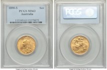 Victoria gold Sovereign 1890-S MS63 PCGS, Sydney mint, KM10. A scarcer level of preservation for the date, with a total of just 3 pieces ranking finer...
