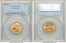 Victoria gold Sovereign 1894-S MS63 PCGS, Sydney mint, KM13. A gratifying selection maintaining opulent cartwheel luster. 

HID09801242017

© 2020 Her...