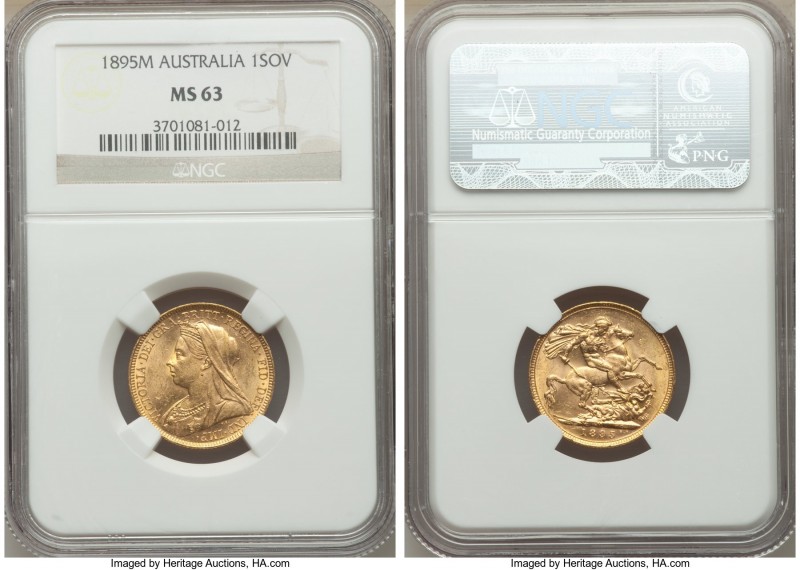 Victoria gold Sovereign 1895-M MS63 NGC, Melbourne mint, KM13. AGW 0.2355 oz. 

...