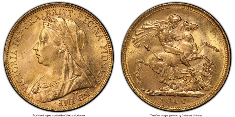 Victoria gold Sovereign 1900-M MS63 PCGS, Melbourne mint, KM13. A luminous examp...