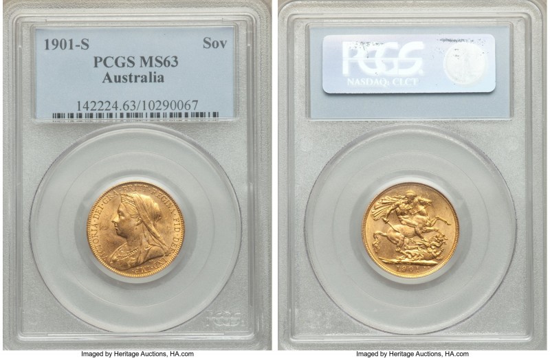 Victoria gold Sovereign 1901-S MS63 PCGS, Sydney mint, KM13. AGW 0.2355 oz. 

HI...
