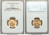 Edward VII gold Sovereign 1906-S MS63 NGC, Sydney mint, KM15. Bright and lustrous, only a peppering of fine contact marks precluding higher certificat...