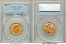 Edward VII gold Sovereign 1907-M MS64 PCGS, Melbourne mint, KM15. A lightly toned offering exhibiting expressive detail. 

HID09801242017

© 2020 Heri...