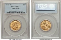 Edward VII gold Sovereign 1910-M MS63 PCGS, Melbourne mint, KM15. AGW 0.2355 oz. 

HID09801242017

© 2020 Heritage Auctions | All Rights Reserve