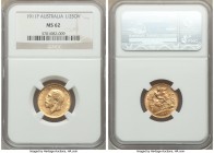 George V gold 1/2 Sovereign 1911-P MS62 NGC, Perth mint, KM28. The first date in the George V Australian 1/2 Sovereign series, which saw nearly half t...