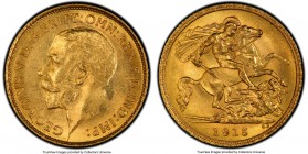 George V gold 1/2 Sovereign 1915-S MS64 PCGS, Sydney mint, KM28. Brilliant and original surfaces. 

HID09801242017

© 2020 Heritage Auctions | All Rig...