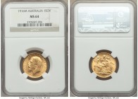 George V gold Sovereign 1916-M MS64 NGC, Melbourne mint, KM29. An impressive specimen graced with thick golden frost. 

HID09801242017

© 2020 Heritag...