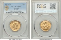 George V gold Sovereign 1919-M MS63 PCGS, Melbourne mint, KM29, S-3999. Choice from all angles, with few marks and warm golden color.

HID09801242017
...