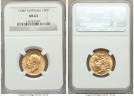 George V gold Sovereign 1928-P MS63 NGC, Perth mint, KM29. Fully select, with eye-appealing features throughout and mint bloom that radiates from the ...