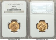 Edward VII gold Sovereign 1910-C MS62 NGC, Ottawa mint, KM14, S-3970. Highly detailed with only a small amount of strike softness noted, mint luster s...