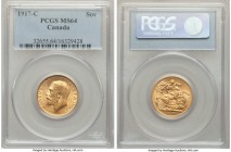 George V gold Sovereign 1917-C MS64 PCGS, Ottawa mint, KM20. A bright emission revealing a commendable degree of original mint frost. 

HID09801242017...