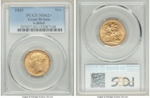 Victoria gold "St. George" Sovereign 1885 MS62+ PCGS KM752, S-3856F. Mildly shallowly struck, though nonetheless still quite appealing for the issue. ...