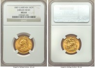 Victoria gold "Jubilee Head" Sovereign 1887 MS64 NGC, KM767. Extremely attractive and near blemish free--a considerable feat for the type--this issue ...