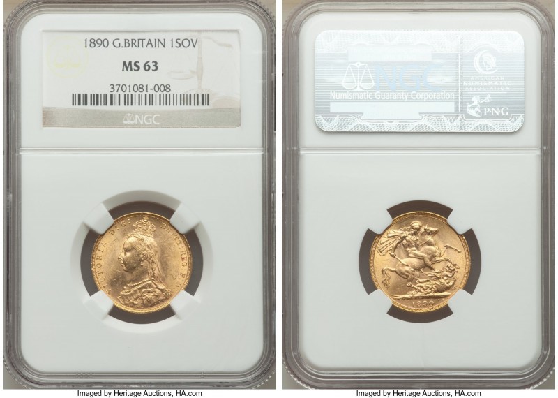 Victoria gold Sovereign 1890 MS63 NGC, KM767, S-3866. AGW 0.2355 oz. 

HID098012...