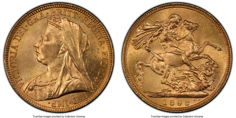 Victoria gold Sovereign 1893 MS63 PCGS, KM785, S-3874. Boasting a commanding str...