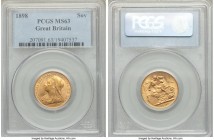 Victoria gold Sovereign 1898 MS63 PCGS, KM785, S-3874. Well-preserved and touched by striking obverse golden toning accents.

HID09801242017

© 2020 H...