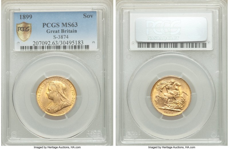 Victoria gold Sovereign 1899 MS63 PCGS, KM785, S-3874. AGW 0.2355 oz. 

HID09801...