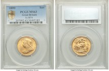 Victoria gold Sovereign 1899 MS63 PCGS, KM785, S-3874. AGW 0.2355 oz. 

HID09801242017

© 2020 Heritage Auctions | All Rights Reserve