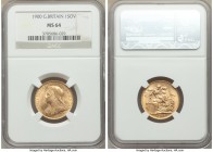 Victoria gold Sovereign 1900 MS64 NGC, KM785, S-3874. A significant conditional rarity in this peak census grade, with not a single Gem Mint State pie...