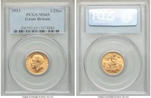 George V gold 1/2 Sovereign 1913 MS65 PCGS, KM819. Quite impressive in hand, with ample fluid golden luster. 

HID09801242017

© 2020 Heritage Auction...