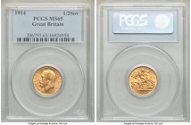 George V gold 1/2 Sovereign 1914 MS65 PCGS, KM819. Boasting blazing mint luster. 

HID09801242017

© 2020 Heritage Auctions | All Rights Reserve