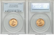 George V gold 1/2 Sovereign 1915 MS65 PCGS, KM819, S-4006. A sharp and lustrous representative.

HID09801242017

© 2020 Heritage Auctions | All Rights...