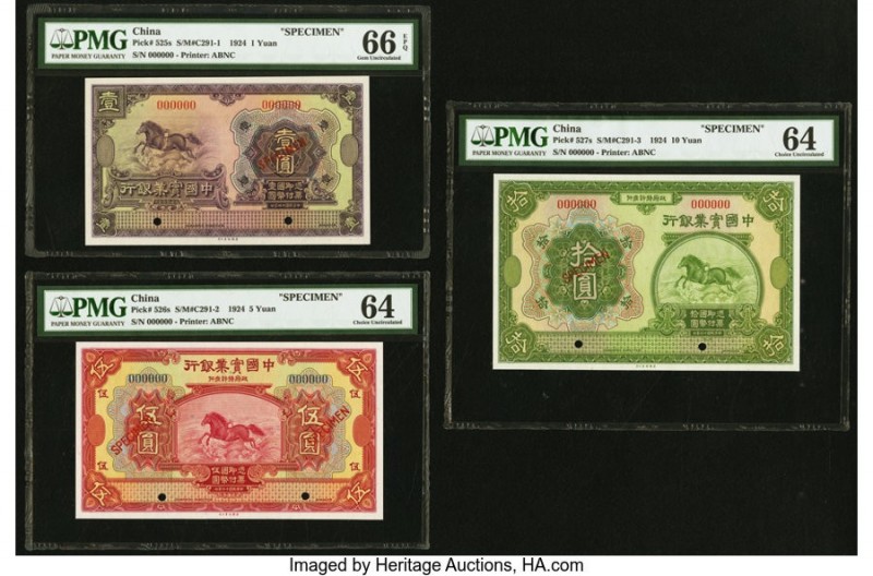 China National Industrial Bank of China 1; 5; 10 Yuan 1924 Pick 525s; 526s; 527s...