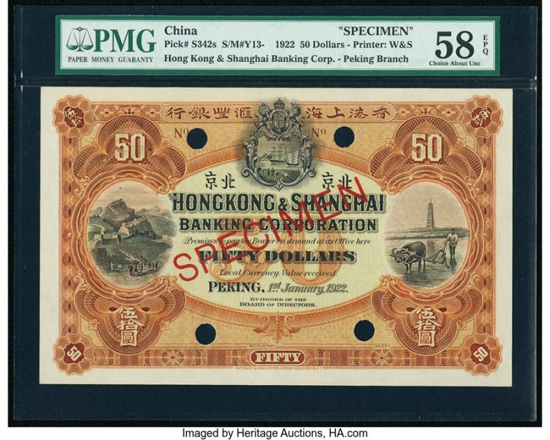 China Hongkong & Shanghai Banking Corporation, Peking 50 Dollars 1.1.1922 Pick S...