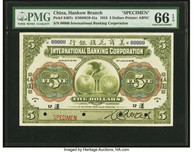 China International Banking Corporation, Hankow 5 Dollars 1.7.1918 Pick S407s S/...