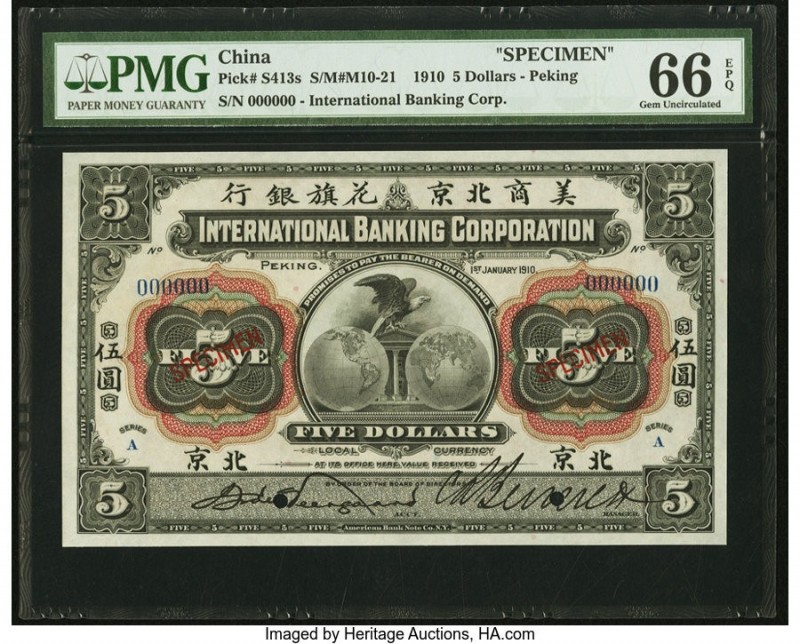 China International Banking Corporation, Peking 5 Dollars 1.1.1910 Pick S413s S/...