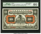 China International Banking Corporation, Peking 10 Dollars 1.1.1910 Pick S414s S/M#M10-22 Specimen PMG Choice Uncirculated 64 EPQ. A sharply executed ...