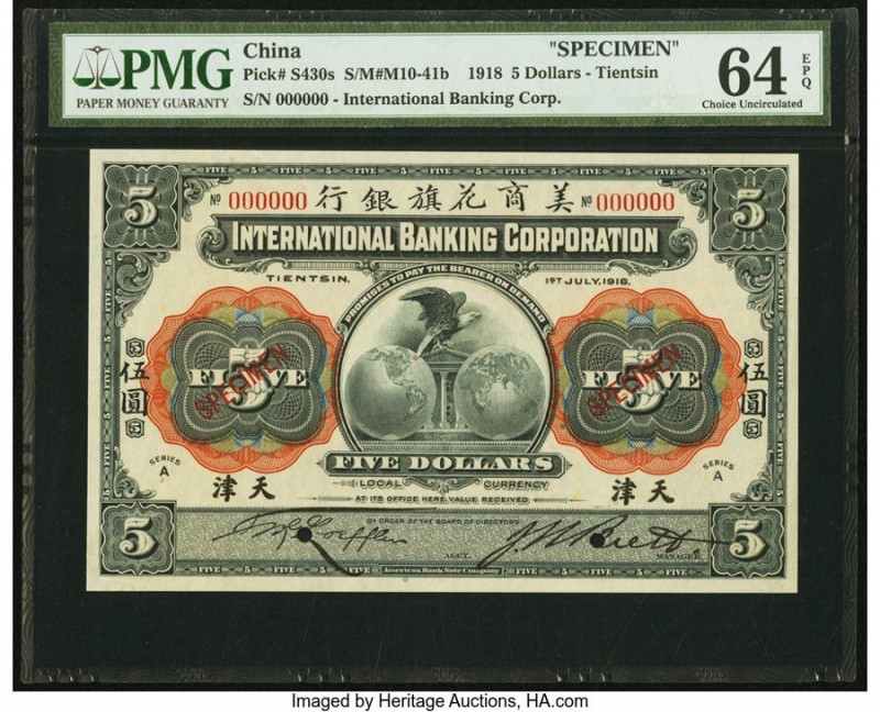 China International Banking Corporation, Tientsin 5 Dollars 1.7.1918 Pick S430s ...