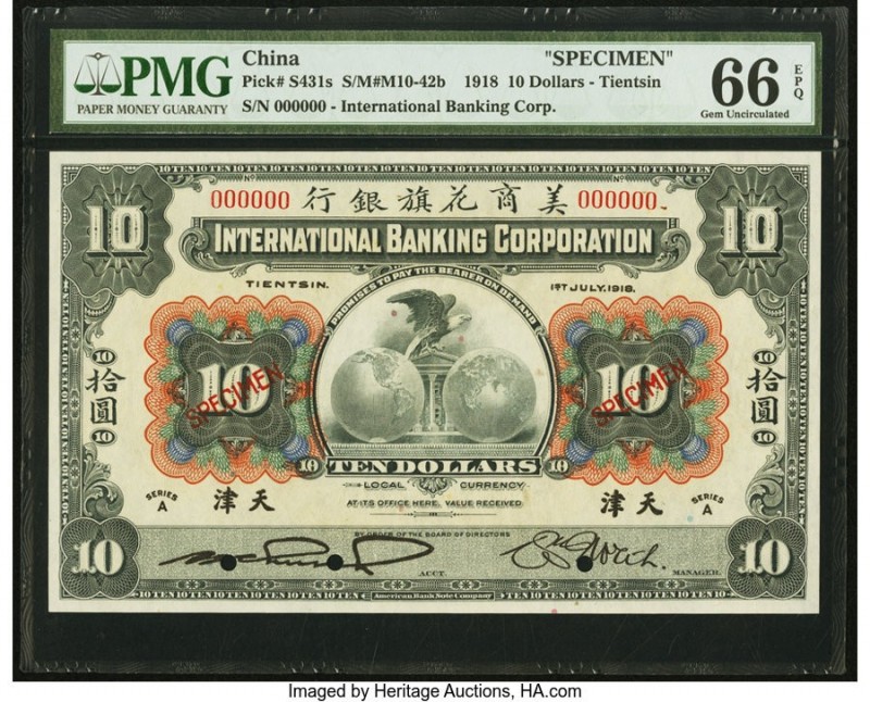 China International Banking Corporation, Tientsin 10 Dollars 1.7.1918 Pick S431s...