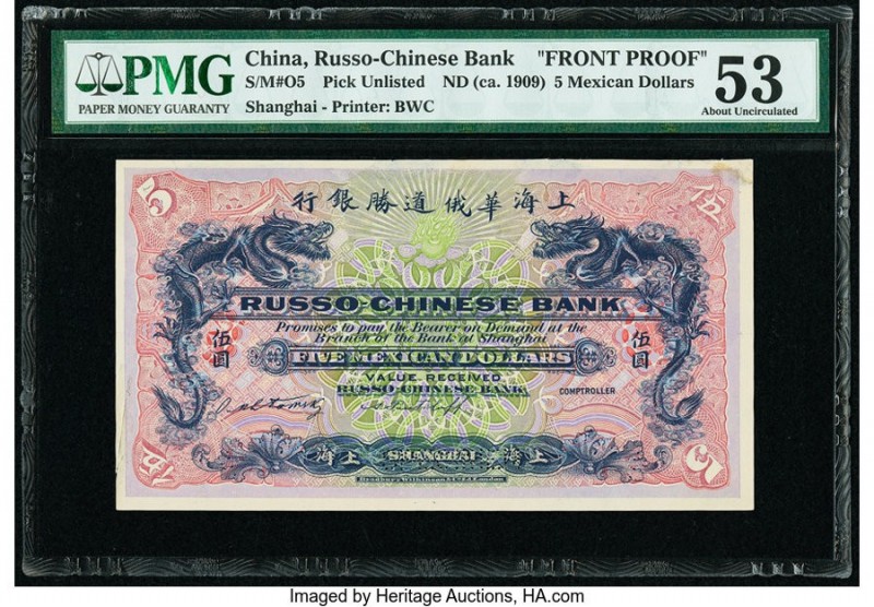 China Russo-Chinese Bank, Shanghai 5 Mexican Dollars ND (c.1909) Pick Unlisted S...