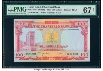 Hong Kong Chartered Bank 100 Dollars 1.1.1977 Pick 76b KNB51d PMG Superb Gem Unc 67 EPQ. At the time of cataloging, there is no finer graded example o...