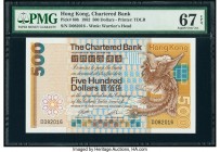 Hong Kong Chartered Bank 500 Dollars 1.1.1982 Pick 80b KNB55d PMG Superb Gem Unc 67 EPQ. Featuring the final date of issue, notes of this type are sur...