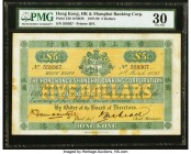 Hong Kong Hongkong & Shanghai Banking Corp. 5 Dollars 1.3.1898 Pick 139 KNB29 PMG Very Fine 30. An iconic design from this famed issuer, very rarely e...