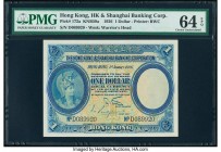 Hong Kong Hongkong & Shanghai Banking Corporation 1 Dollar 11.1926 Pick 172a KNB59a PMG Choice Uncirculated 64 EPQ. Featuring the first date of this d...