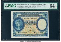 Hong Kong Hongkong & Shanghai Banking Corporation 1 Dollar 1.1.1929 Pick 172b KNB59b PMG Choice Uncirculated 64 EPQ. A simply beautiful colonial issue...
