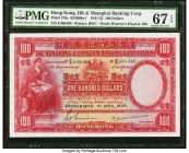 Hong Kong Hongkong & Shanghai Banking Corp. 100 Dollars 1.4.1948 Pick 176e KNB66a-f PMG Superb Gem Unc 67 EPQ. Representing the second best score in t...