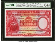 Hong Kong Hongkong & Shanghai Banking Corporation 100 Dollars 1.8.1952 Pick 176e KNB66a-f PMG Choice Uncirculated 64 EPQ. Rarely seen in original, Unc...
