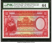 Hong Kong Hongkong & Shanghai Banking Corp. 100 Dollars 4.2.1959 Pick 176g KNB66k PMG Choice Uncirculated 64. A scarce and underrated final date for t...